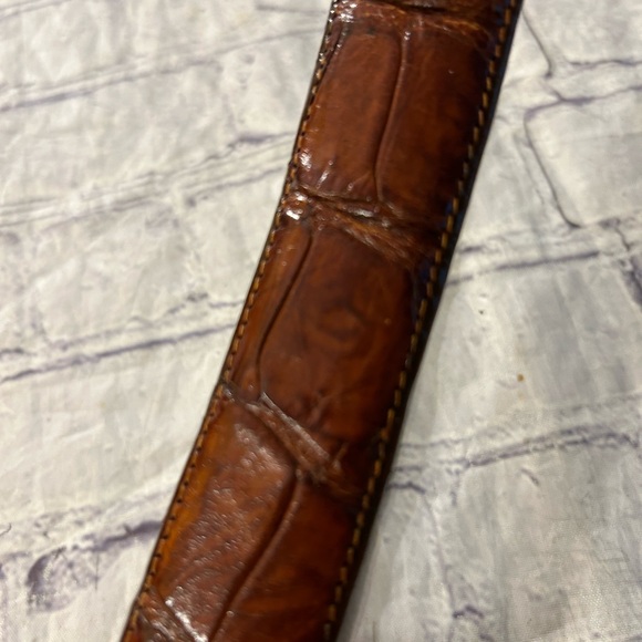 VEARI CROCODILE GENUINE LEATHER BROWN MENS BELT WITH GOLD TONE BUCKLE SIZE 36 - Picture 4 of 11